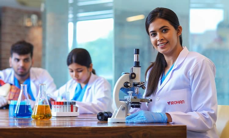 Virohan students training for healthcare careers with practical learning